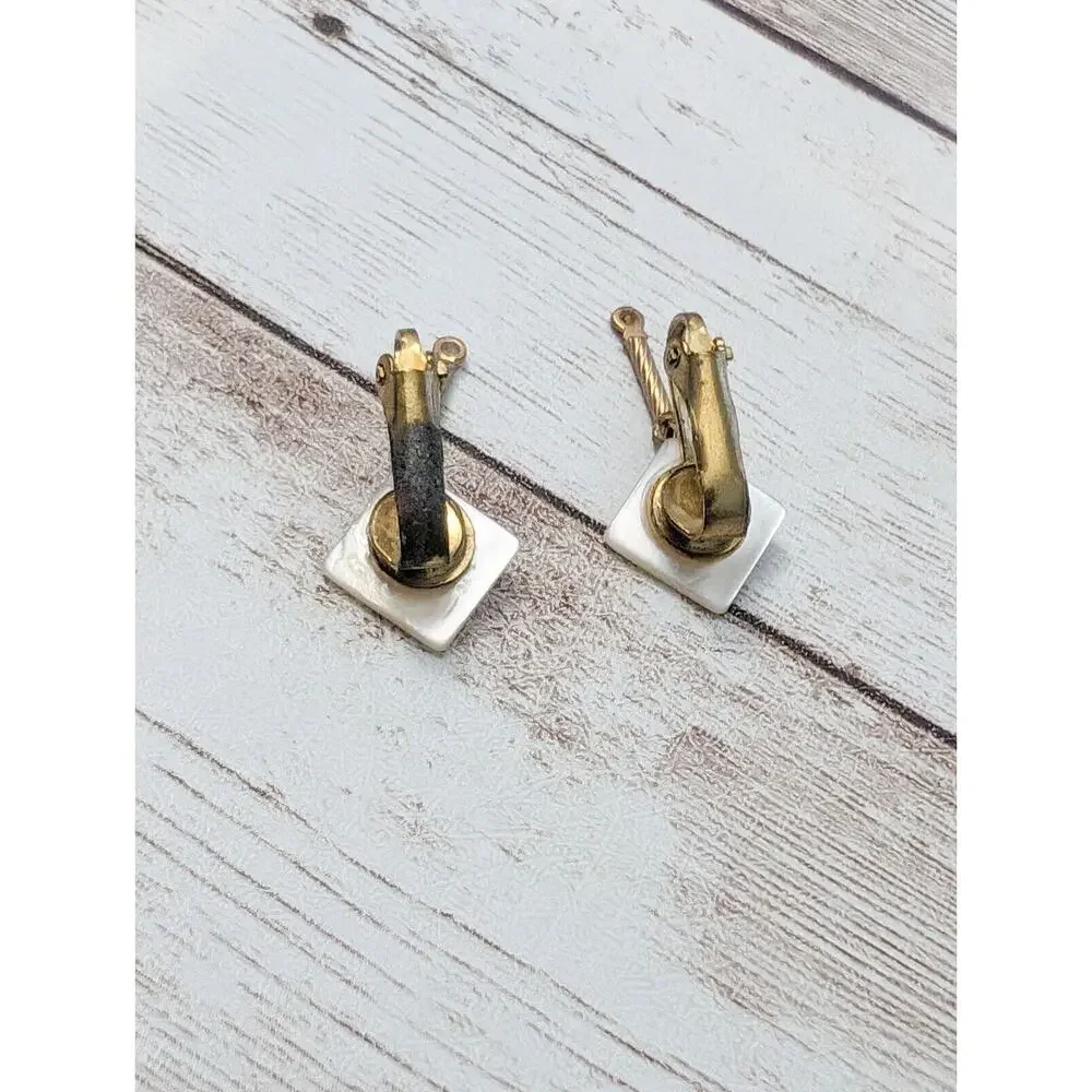 Vintage Clip On Earrings - Dainty Pearlescent with Dangle